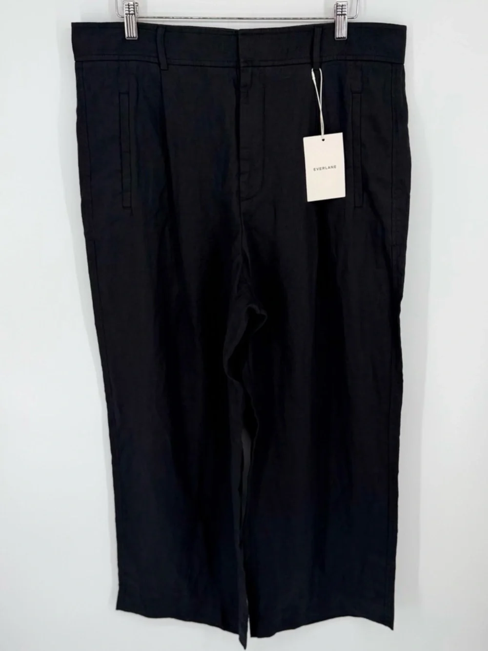 Everlane The Linen Way-High Drape Pant Black Wide Leg Classic Trousers Sz 16 NWT